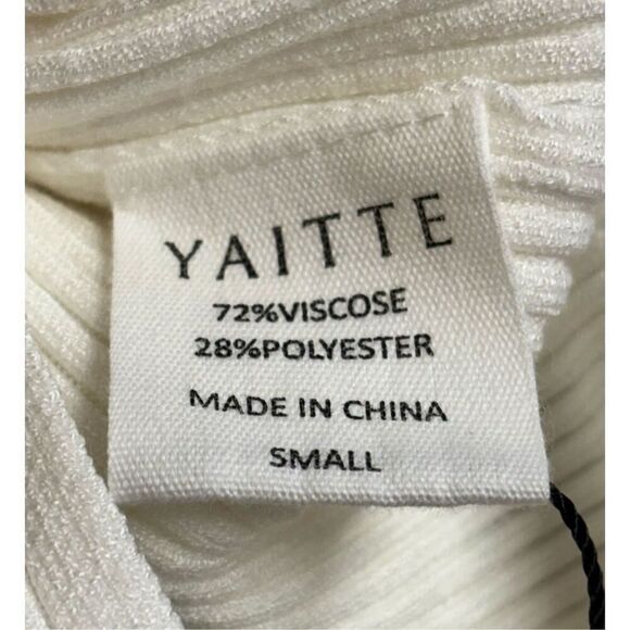 YAITTE Exclusive Ribbed Midi Halter Dress in White & Black NWT Size Small - Picture 5 of 6